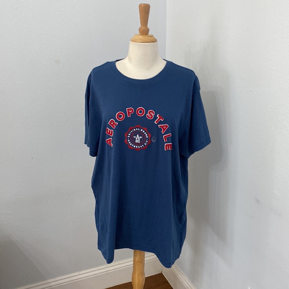 Aeropostale T Shirt Men L Blue Patch Logo Casual Everyday Layer Tee Preppy Set 2